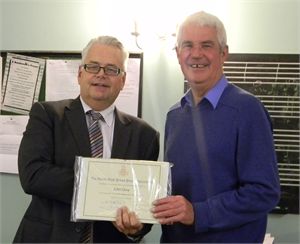 John receiving his award from John Woods SWBBA